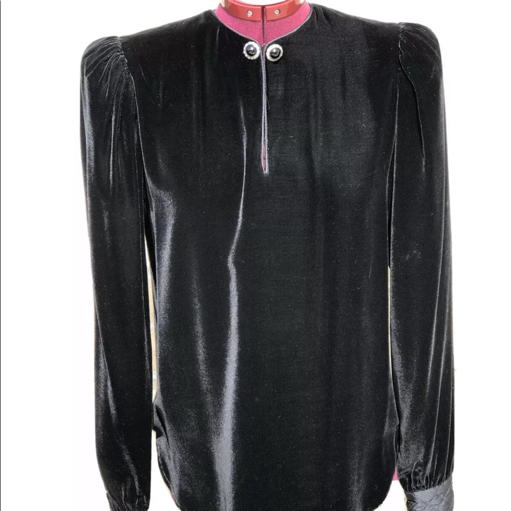 Vintage Flora Kung NY Silk Velvet Tunic Blouse 4